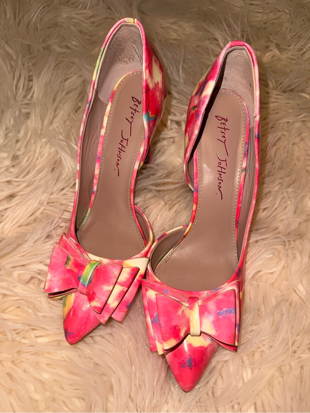 Betsey Johnson Prince-P Abstract Floral Stiletto Pump Heel Size 7.5